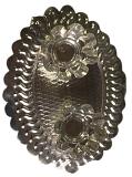 Traditional German Silver Plated 2-Kumkum Bowl w/ Tray